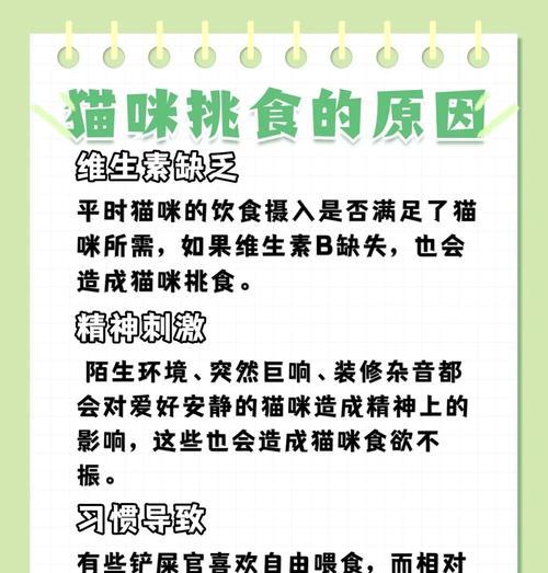 猫挑食一周不吃猫粮会怎么样？长期挑食的后果和应对策略？